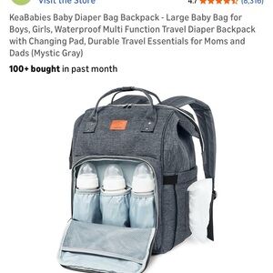 KeaBabies Mystic Gray Baby Diaper Backpack
